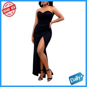 Strapless Sweetheart Maxi Dress High Slit Formal Evening Gown